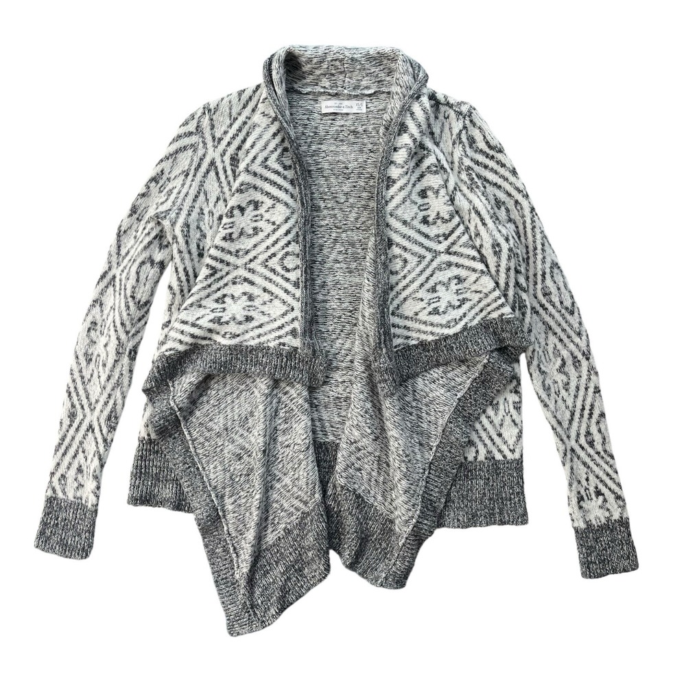 Abercrombie & Fitch Women's XS/S White Gray Tribal Knit Addison Blanket Cardigan